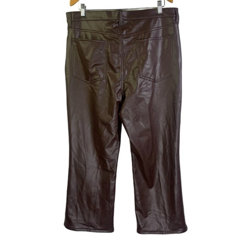 BANANA REPUBLIC Cropped Bootcut Faux Leather Chocolate Brown Elegant Urban Pants - Picture 9 of 15